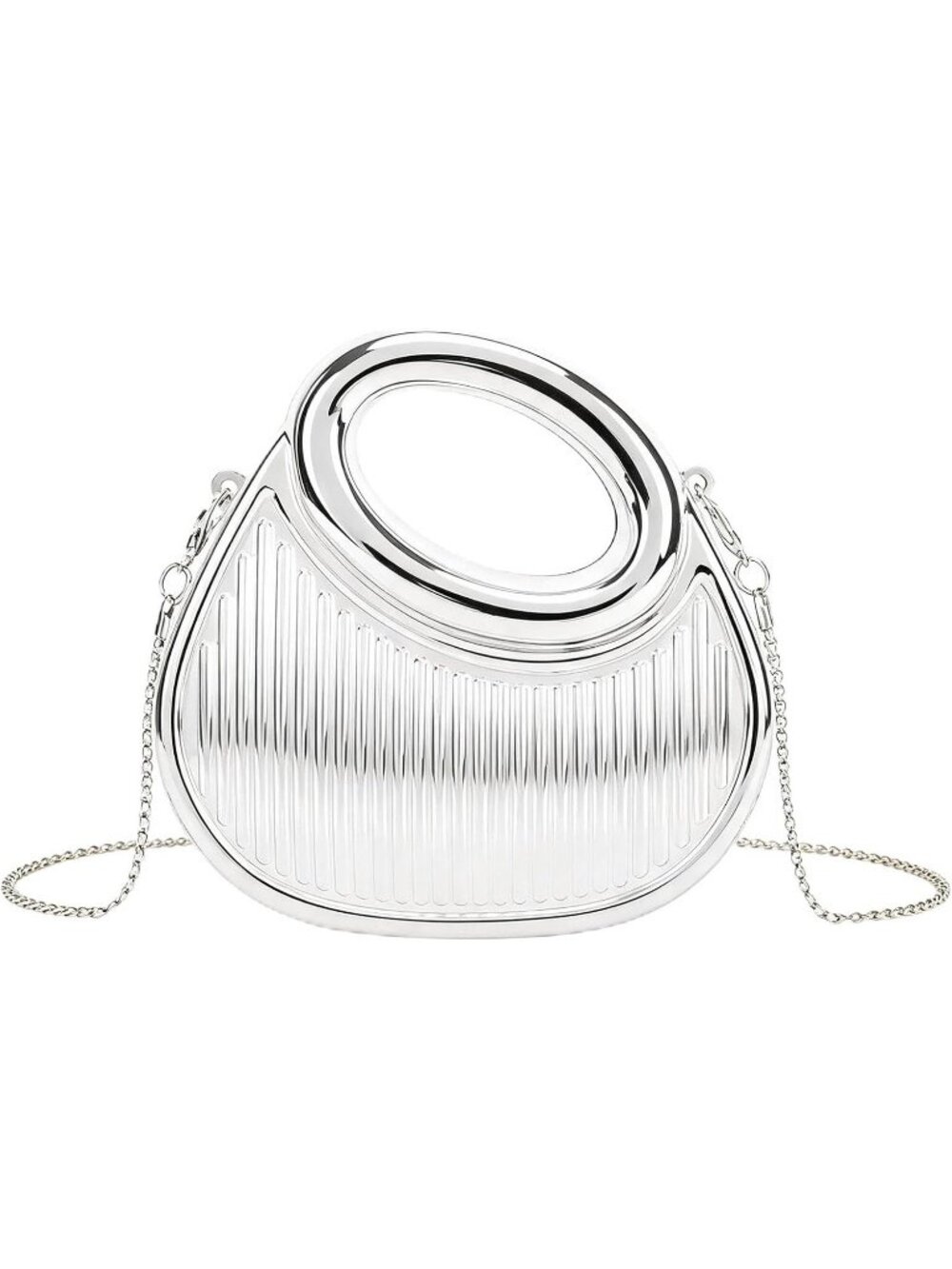 Women's Silver Acrylic Evening Clutch Small Party Cocktail Night Crossbody Bag
